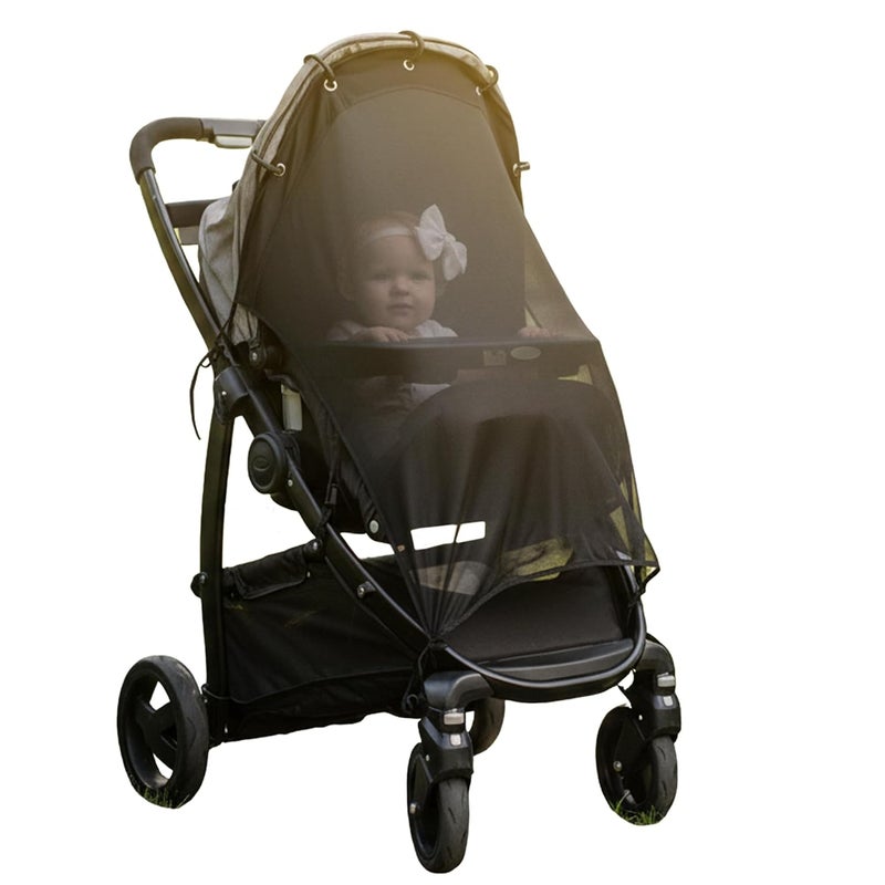 IntiMom Stroller Sun Shade - Universal UV Protection Cover for Strollers Sunshade with See Through, Clip-On Sun Blocker, Sun Shield for Baby, Breathable Adjustable Fit, Full Coverage, XL Black - Image 1